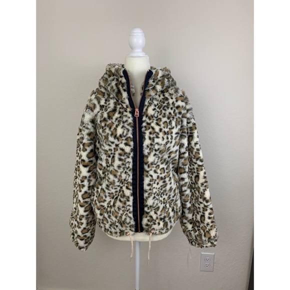 Lucky Brand Animal Print Faux Fur Hooded Jacket - Picture 4 of 10